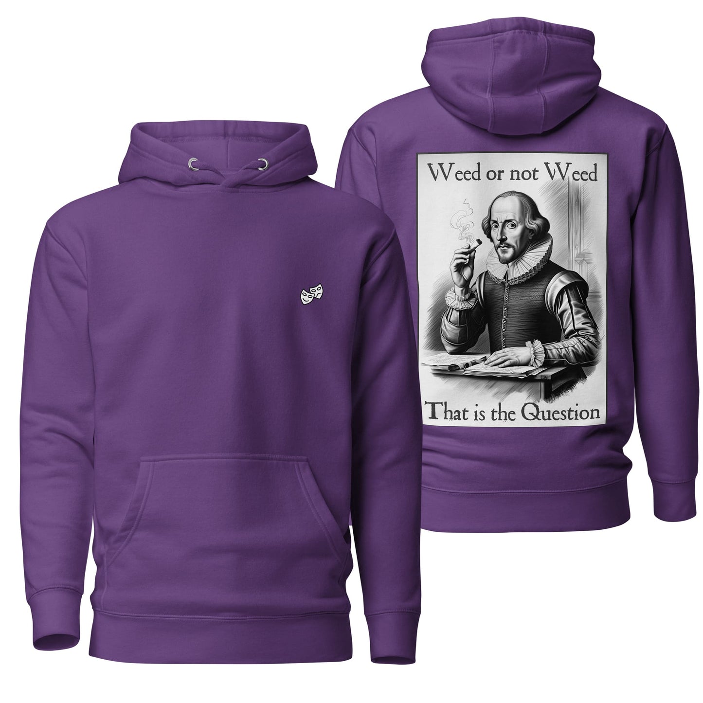 A bold purple hoodie adorned with the "Weed or Not Weed" design, pairing a regal hue with quirky and engaging graphics. Great for making a confident and stylish impression.