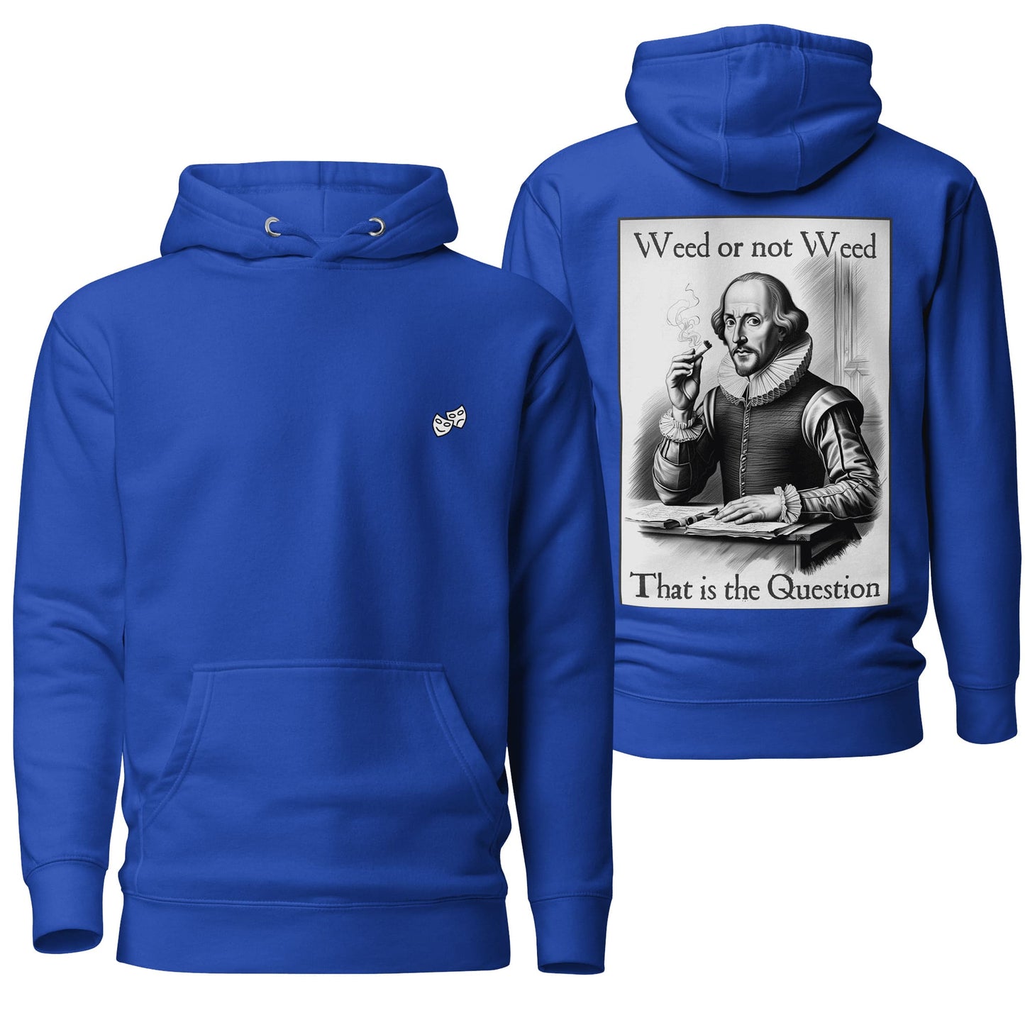 A vibrant team royal blue hoodie featuring the "Weed or Not Weed" design, combining dynamic color with striking, playful graphics. Ideal for a bold and trendy statement.