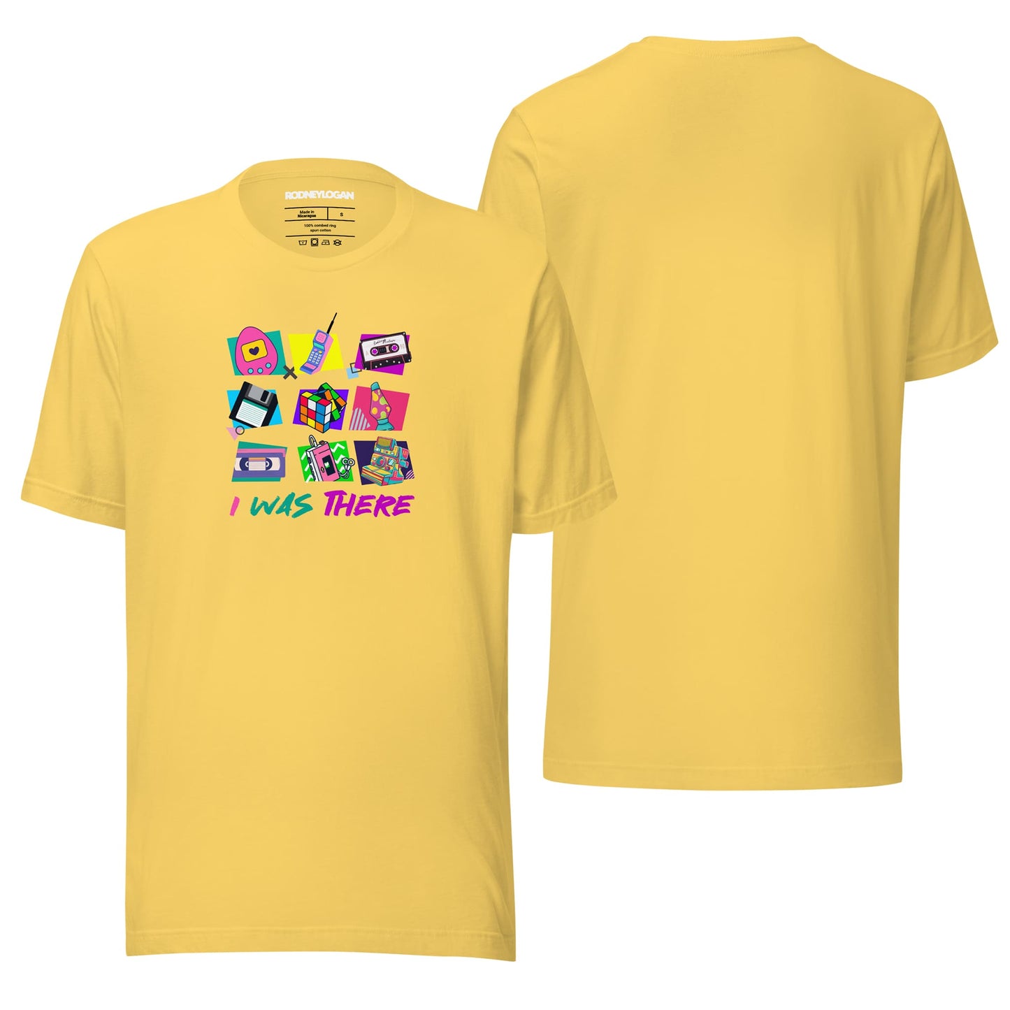 A bright yellow T-shirt featuring the bold "I Was There" text design printed on the front. The shirt is displayed flat, emphasizing its cheerful color and casual style against a neutral backdrop.